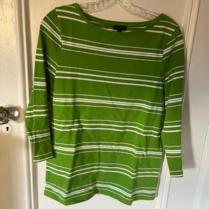 Talbots Three Quarter Sleeve Striped Green Shirt!